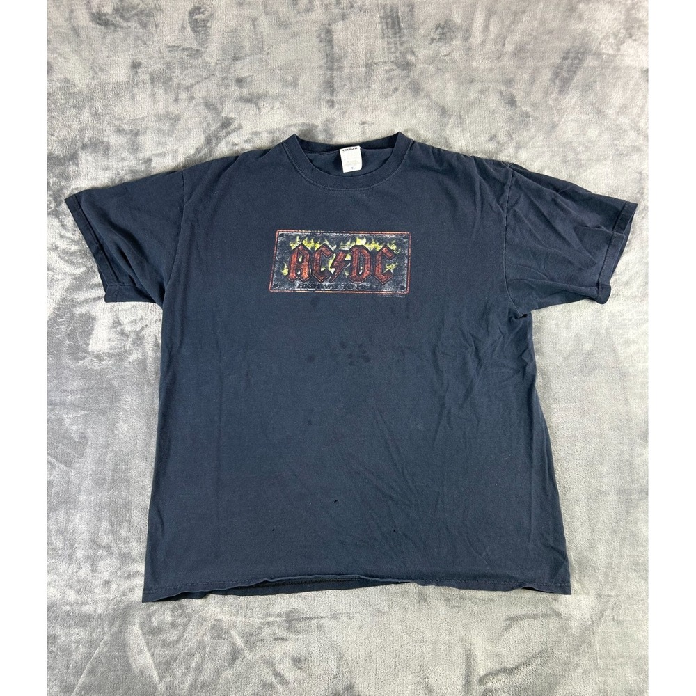 VTG‎ ACDC Highway To Hell T Shirt Men Size XL Black Fade 2005 License Plate Logo